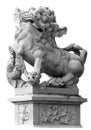 The Chinese Imperial Lion Statue on white background Royalty Free Stock Photo
