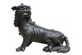 Chinese Imperial Lion Statue on white background. Royalty Free Stock Photo