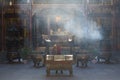 Chinese incense burner at the temple with smoke Royalty Free Stock Photo