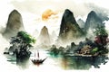 Chinese ink landscape painting