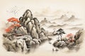 Chinese ink and water landscape painting