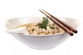 Chinese instant noodle with minced pork bowl isola Royalty Free Stock Photo