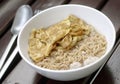 Chinese instant noodle with minced pork and omelet. Royalty Free Stock Photo