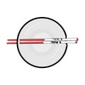 Chinese / Japanese Ceramic Rice Bowl with Chopsticks. Vector illustration Royalty Free Stock Photo