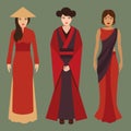 Chinese, japanese and indian women