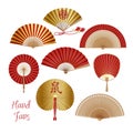 Chinese and Japanese paper folding fan . Royalty Free Stock Photo