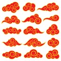 Chinese and japanese style red clouds