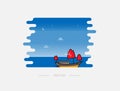 Chinese junk boat cruise in Hong Kong vector illustration Royalty Free Stock Photo