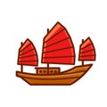 Chinese Junk Boat Icon Royalty Free Stock Photo