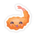 Chinese king prawn cute kawaii vector character