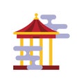 Chinese kiosk with clouds architecture flat style icon Royalty Free Stock Photo