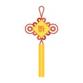 Chinese knot with tassel and Chinese character using in lunar new year means `wish good luck and fortune comes` Royalty Free Stock Photo