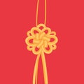 The Chinese knot is a wish of good luck. Golden knot. Flower-shaped knot. Royalty Free Stock Photo