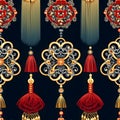 Chinese Knots and Tassels with seamless pattern