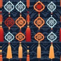 Chinese Knots and Tassels with seamless pattern