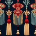 Chinese Knots and Tassels with seamless pattern