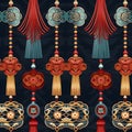 Chinese Knots and Tassels with seamless pattern