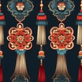 Chinese Knots and Tassels with seamless pattern