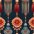 Chinese Knots and Tassels with seamless pattern