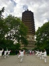 Chinese Kongfu Taiji and ancient tower