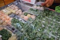 Chinese Kuicheai pastry. The dough is made from rice flour mixed with tapioca flour. The filling is made from green chives.