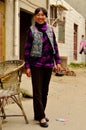 Chinese Lady by House, Kaifeng, China