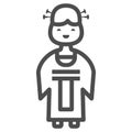 Chinese lady line icon, chinese mid autumn festival concept, woman in traditional costume sign on white background, girl