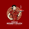 Chinese Lady and Roast Duck Royalty Free Stock Photo