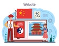 Chinese language learning online service or platform. Language school Royalty Free Stock Photo