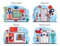Chinese language learning online service or platform set. Language school Royalty Free Stock Photo