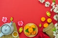 Chinese language mean rich or wealthy and happy.Top view aerial image decoration Chinese new year & lunar new year holiday Royalty Free Stock Photo