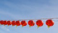 Chinese lantern decorations in a Chinese Temple with blue sky backgrounds