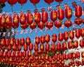 Chinese Lantern Decorations and Union Flags in China Town, London