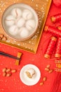 Chinese Lantern Festival traditional cuisine peanut dumplings on red background Royalty Free Stock Photo