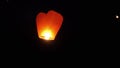 The Chinese lantern flies up in the sky