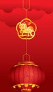Chinese Lantern with Golden Horse decoration