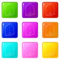 Chinese lantern icons set 9 color collection