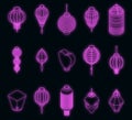 Chinese lantern icons set vector neon Royalty Free Stock Photo