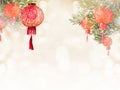 Chinese lantern isolate over golden bokeh for Chinese New Year background Royalty Free Stock Photo