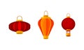 Chinese Lantern Made of Paper or Silk Vector Set Royalty Free Stock Photo