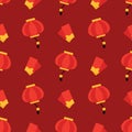 Chinese lantern and red envelopes. Seamless vector pattern background