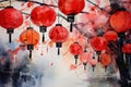 chinese lantern water color. generative ai