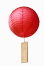 Chinese lantern with wooden plaque