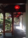 Red Chinese hanging lanterns walkway Royalty Free Stock Photo