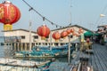 Chinese lanterns in Clan Jetties in Georgetown, Pulau Penang, Malaysia Royalty Free Stock Photo