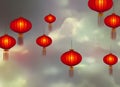 Chinese lanterns floating in the sky