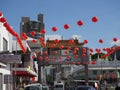 Chinese lanterns hanging at the heart of Port Louis, Mauritius at Royal Road