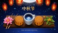 Chinese lanterns,mooncakes for mid autumn festival