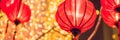 Chinese lanterns during new year festival. Vietnamese New Year BANNER, long format