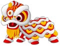 Chinese lion dance isolated on white background Royalty Free Stock Photo